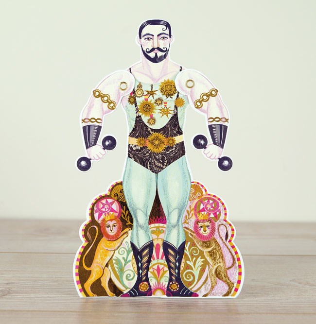 'Alexander' Strongman with moving arms Die-cut art card by Sarah Young *