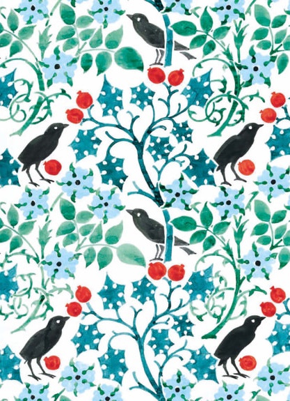'Blackbirds Among Floral Foliage' by C.F.A Voysey (8 pack) (xmg73) g2 (message inside) Was 6.50, now 3.90
