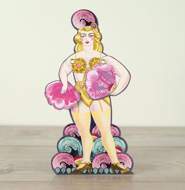 'Fanny' Fan Dancer with moving arms Die-cut art card by Sarah Young *
