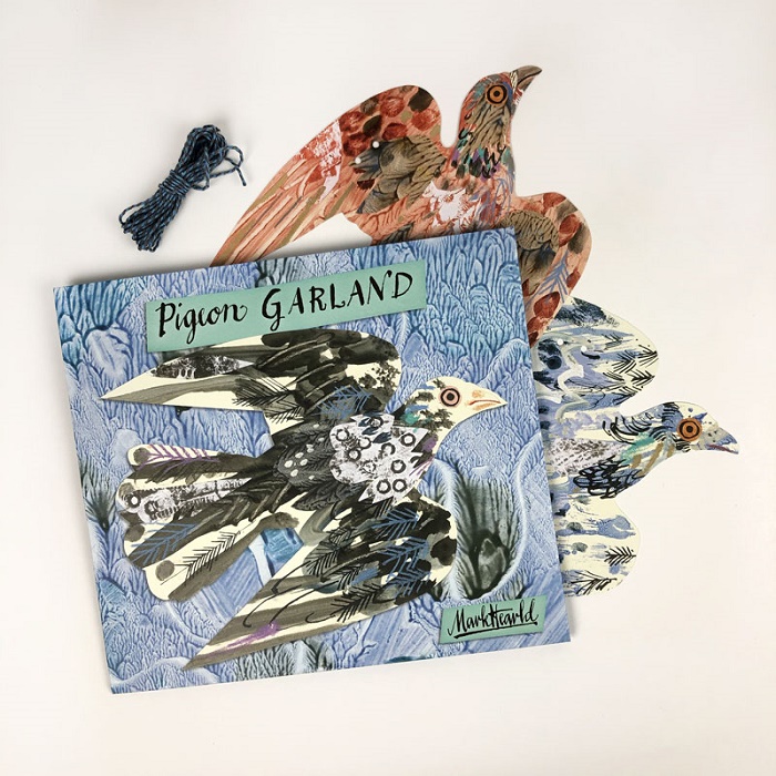 'Pigeon Garland' by Mark Hearld GARLAND DISPLAY (7 piece decorative display hanging)