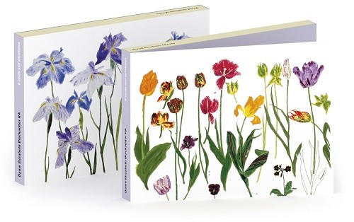 'Notecard Wallet' 3 x 2 designs ('Tulips' / 'Irises') by Elizabeth Blackadder RA