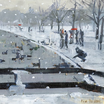 Ken Howard OBE RA 'Snow in Hyde Park, 2015' (xra33) g2 (10 card wallet) 