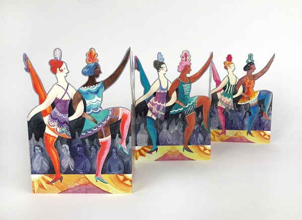 'Cabaret Dancers' Die-cut chain of dancing ladies card by Sarah Young * 