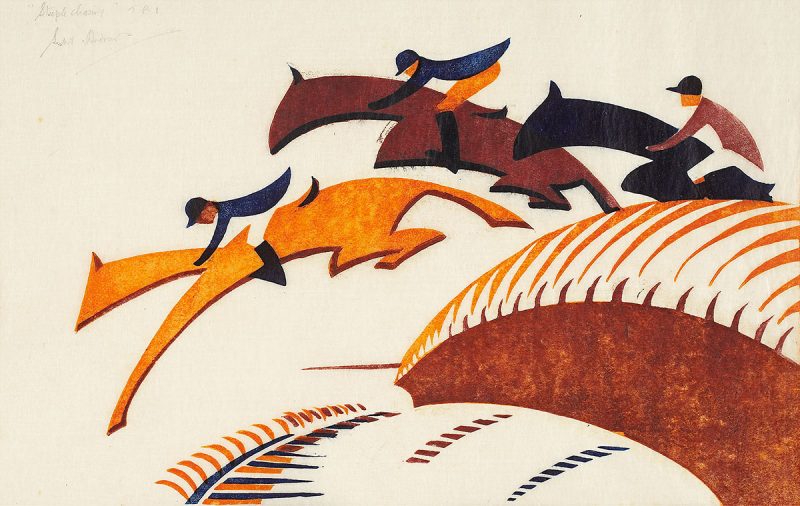 'Steeplechasing' 1930 by Sybil Andrews (Print)