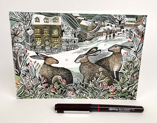 'We Three Hares' Advent card by Angela Harding (AP052) 20% off listed price