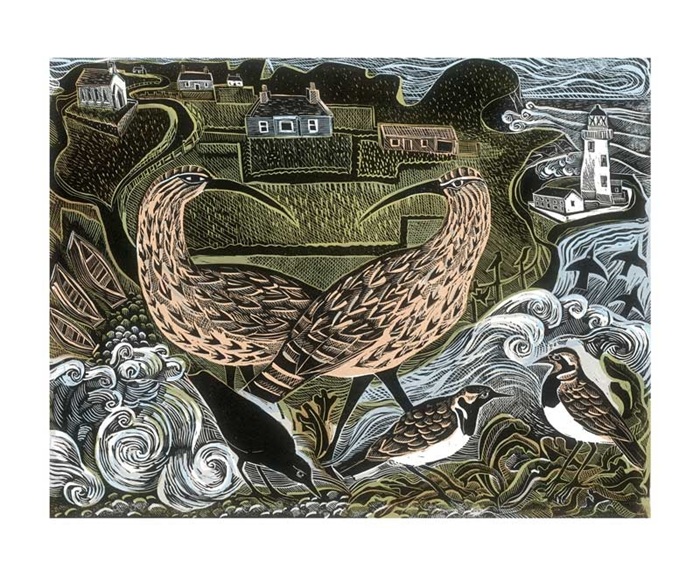 'Fair Isle Curlews & South Lighthouse' by Angela Harding (A145) NEW 