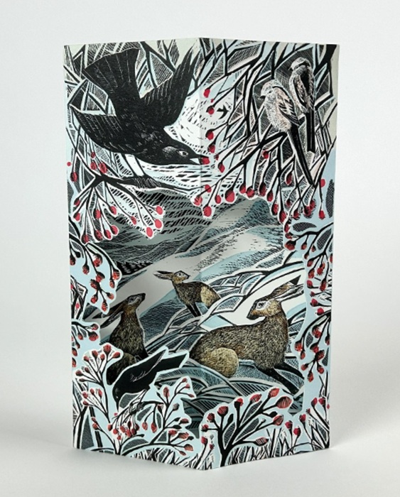 'Hares in Conversation' fold out die-cut card by Angela Harding (AP065) 