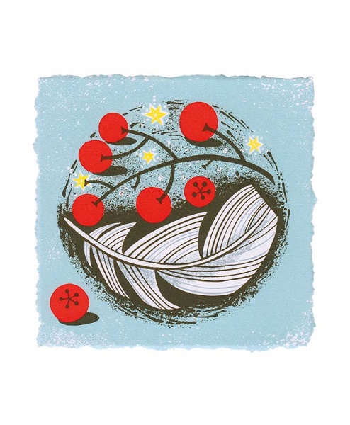 'Berries and Feather' by Angie Lewin (A120w) NEW