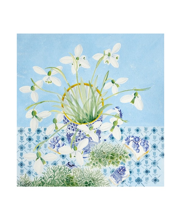'Snowdrops and Lichen Blue' by Angie Lewin (A194w)