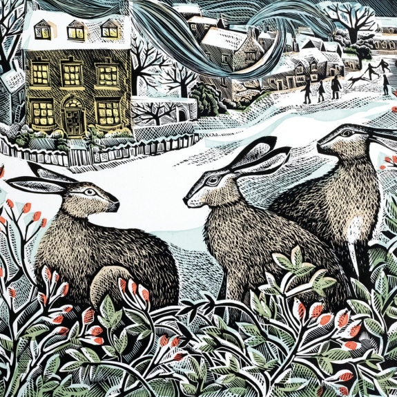 'We Three Hares' by Angela Harding (5 pack)  (VX21) g2 (larger square format) 160mm x 160mm (message inside)  