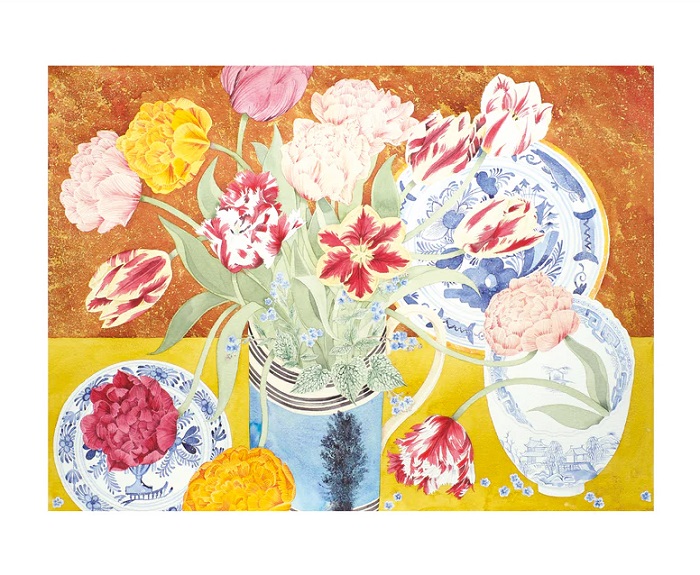 'Tulips and Blue China' by Angie Lewin (A233) NEW 