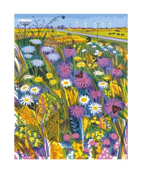 'Meadow Flowers and Turbines' by Carry Akroyd (A157) NEW 