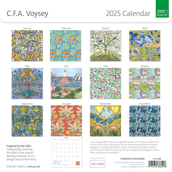 C.F.A Voysey 2025 Calendar, Museum and Galleries (CAL11) Click image for calendar details 