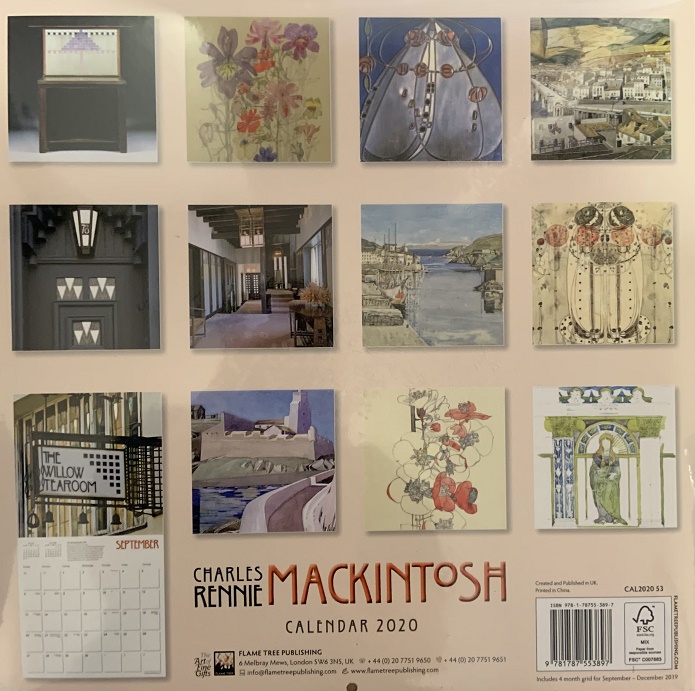 Charles Rennie Mackintosh Wall Calendar 2020