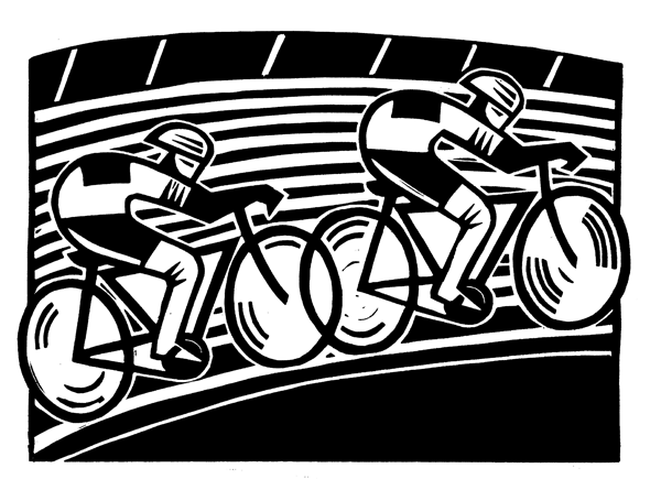 'Velodrome' by Hugh Ribbans (Original Linocut Print)