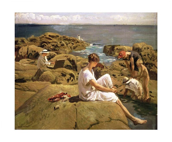 'On the Rocks at Lamorna' 1914 by Laura Knight (1887 - 1970) (A057) NEW