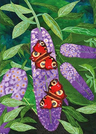 'Peacock Butterflies on Buddleia' by Lydia Hodge (T144) NEW 