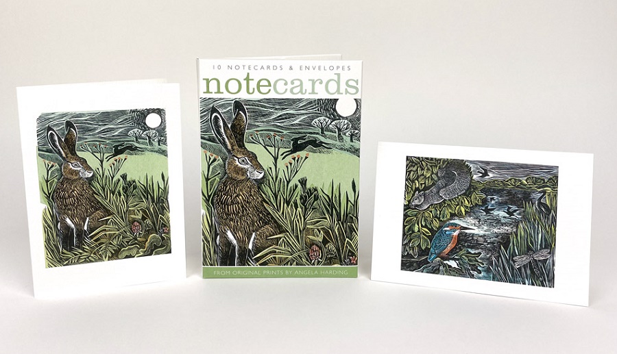 Angela Harding Notelets (Hidden Hares / Kingfisher) NEW
