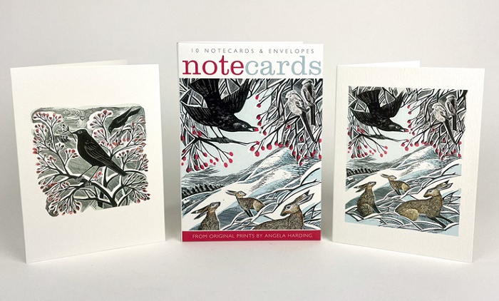 Angela Harding Notelets (Hares in Conversation / Blackbird & Berries) (AN038w) NEW