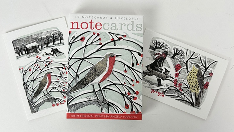 Angela Harding Notelets (Bringing Back the Tree / Winter Thrush) (AN043w) 