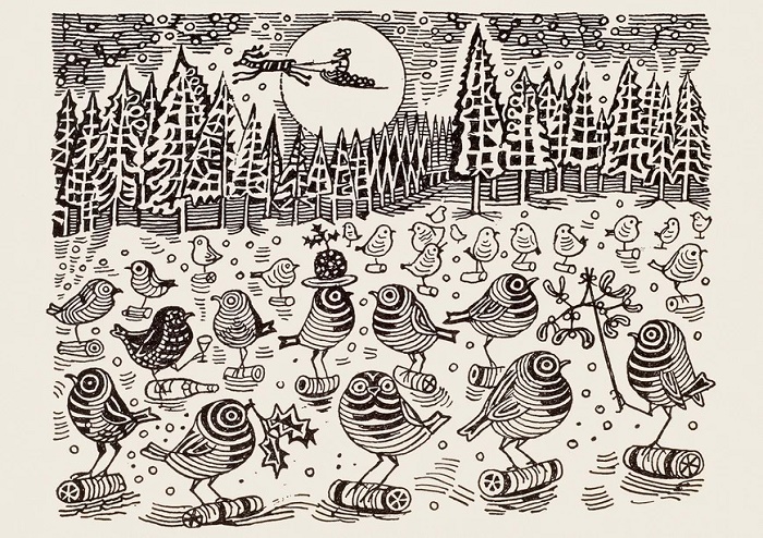 Edward Bawden RA 'Christmas Robins' (CX20) g1 (10 card wallet) NEW 