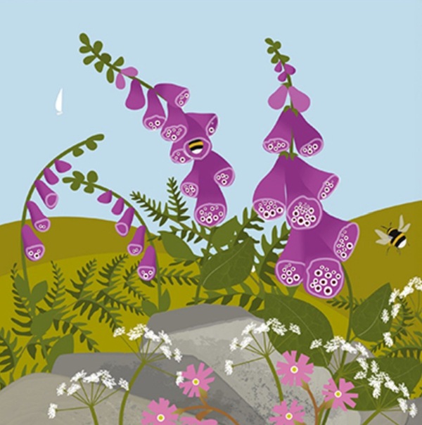 'Foxgloves and Bumblebees' by Rachel Hudson (T107) NEW