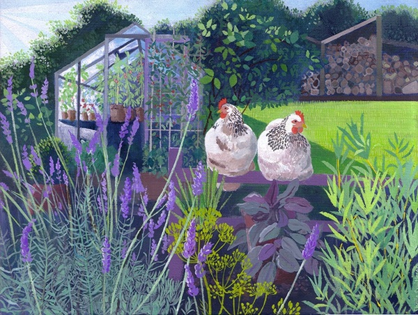 'Hens on a Summer Morning' by Sheila Smithson (B627) NEW 