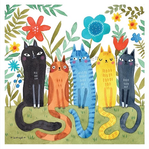 'Garden Felines' by Terry Runyan (T159) NEW