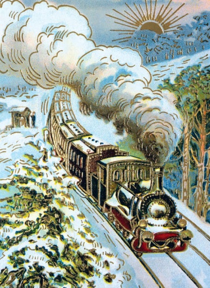 'The Christmas Express' (8 pack) (VX09) g1 175mm x 125mm (message inside)  NEW 