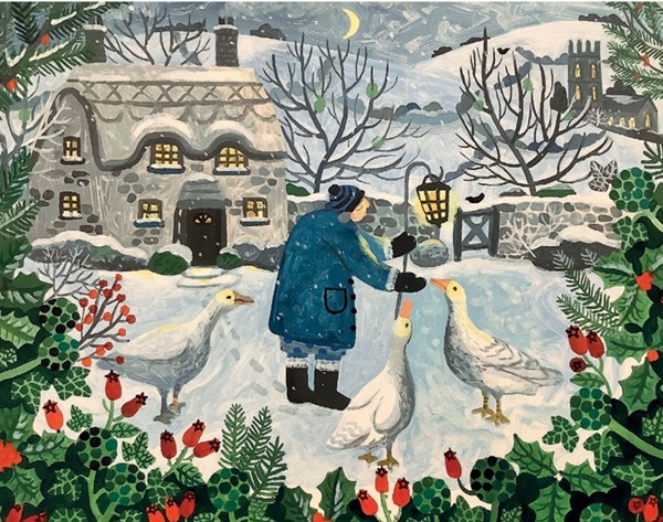 'Geese in Moonlight' by Vanessa Bowman (6 card pack) (BX04) g2 Christmas