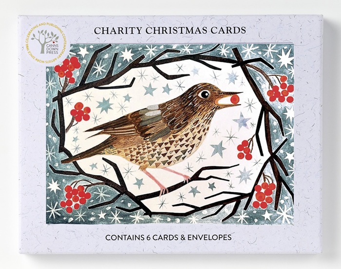 'Song Thrush with Berries' by Amy Husband (6 card pack) (BX10) g2 Christmas 