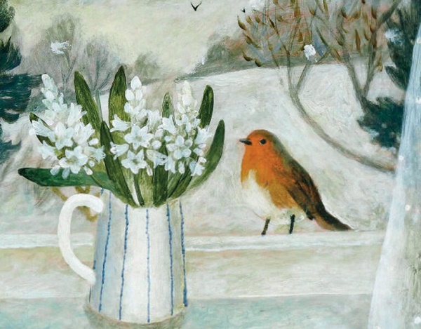 'Snowdrops and Robin' by Sarah Bowman (6 card pack) (BX15) Christmas 