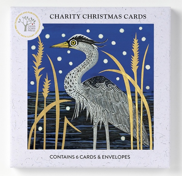 'Heron in the Snow' by Samuel Winterbourn (6 card pack) (BX12) g2 Christmas 