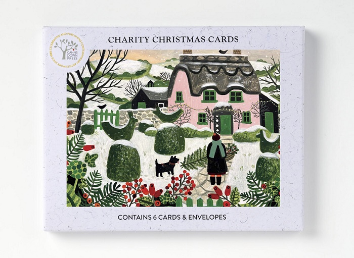 'Pink Cottage and Snowy Topiary' by Vanessa Bowman NEW g2 (6 card pack) (BX01) Christmas 